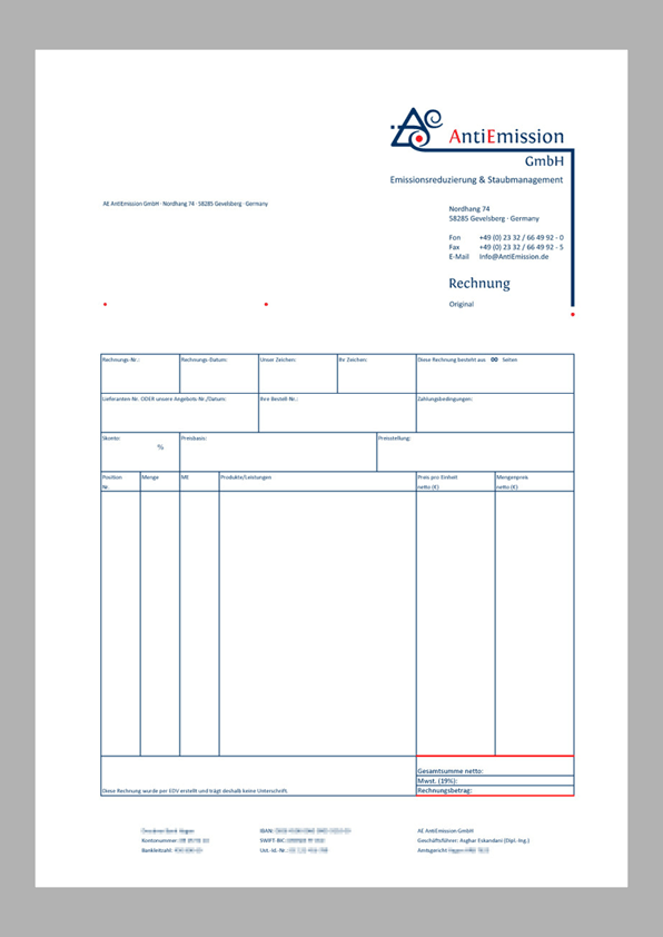 AE Rechnung Formular Seite